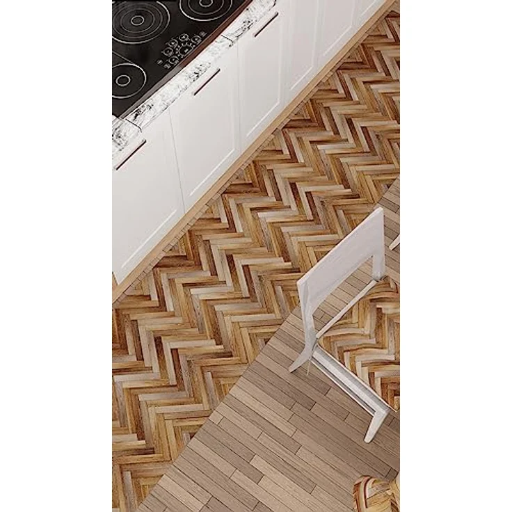 PETTI Artigiani Italiani - Teppich für Küche, rutschfest, waschbar, Läufer für Küche, Teppich, Küchenläufer, 52 x 340 cm, Design Parkett 01, 100% Made in Italy – Bild 3