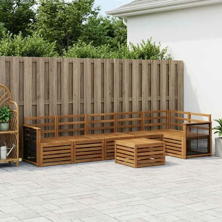 vidaXL Outdoor-Sofagarnitur 7 stk. 6-Sitzer Natur Massivholz Akazie 3384440 – Bild 1