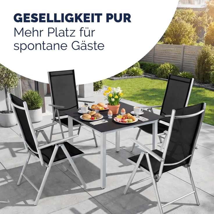 CASARIA® Aluminium Gartenstuhl Bern Klappbar Silber 4er Set – Bild 9