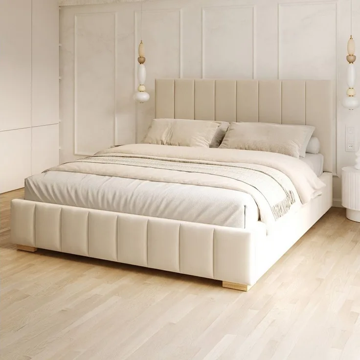 FDM Polsterbett DENTON modern mit Bettkasten MADE IN EU - mit hochwertigem Paris Bezug (verfügbar 90x200 120x200 140x200 160x200 180x200cm, Bettrahmen, Bett, mit großen gepolsterten Kopfteil, mit Bettkasten zum aufklappen), Hebbarer Metallrahmen, Bettk...