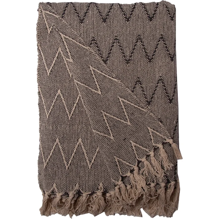 Decke Überwurf Zickzack Design 100% Baumwolle 130x180 cm Skandinavisch Weiß/Anthrazit – Bild 1