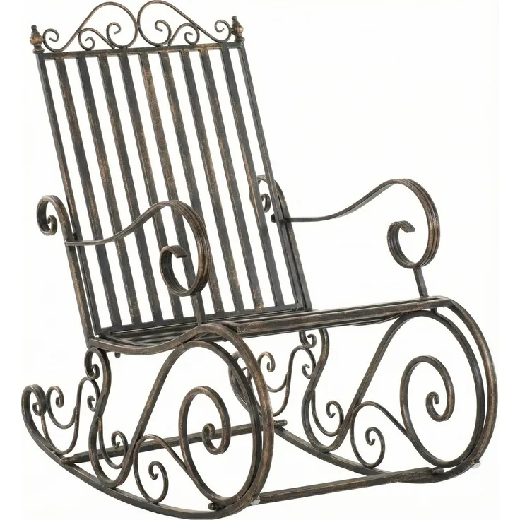Schaukelstuhl ANNA Antik Outdoor - 56x90x94cm, Metall, Bronze | Gartenstuhl Liegestuhl Relaxstuhl Garten Terrasse