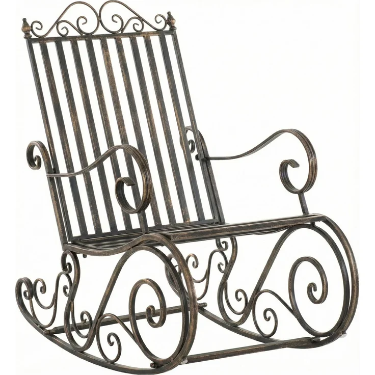 Schaukelstuhl ANNA Antik Outdoor - 56x90x94cm, Metall, Bronze | Gartenstuhl Liegestuhl Relaxstuhl Garten Terrasse – Bild 1