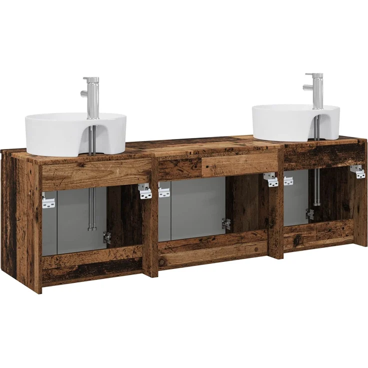 vidaXL Badezimmerschrank-Set 3 stk. Altholz 161,5 x 44,5 x 82 cm 3405675 – Bild 7