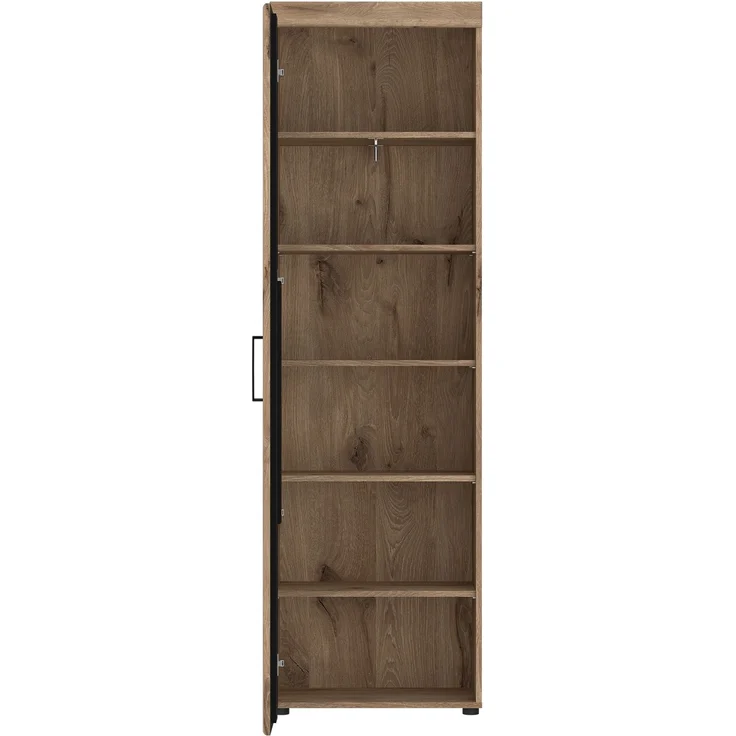 Garderobenschrank >GRANO< 4 Böden, 1 Stange, Viking Eiche Dekor / Kosmos Grau - 58x195x38 (BxHxT – Bild 2