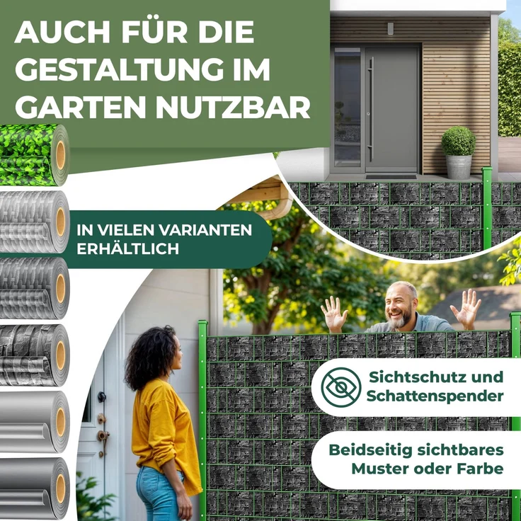 KESSER® PVC Sichtschutzstreifen Sichtschutz Rolle Doppelstabmatten Zaun Blickdicht | Wetterfest und Windschutz | Zaunfolie Sichtschutz Garten Gartenzaun 35 m, Schiefer - Anthrazit – Bild 6