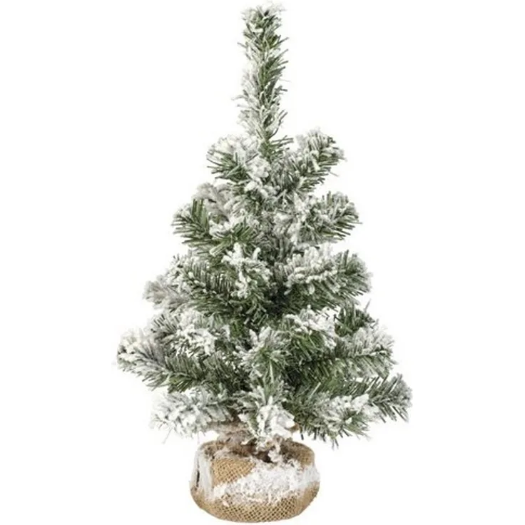 Everlands Mini Weihnachtsbaum im Jutesack 35 cm grün weiß