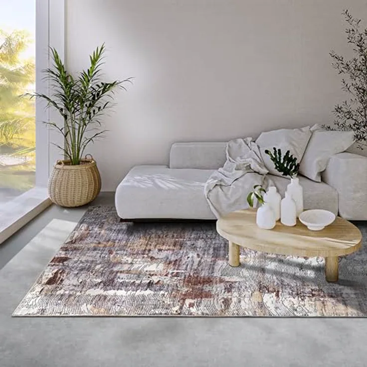 XXXL Flachwebeteppich Imagination, rechteckig 120x160 cm, Gold und Kupfer, Oeko-Tex® Standard 100, stuhlrollengeeignet, pflegeleicht, für Fußbodenheizung geeignet
