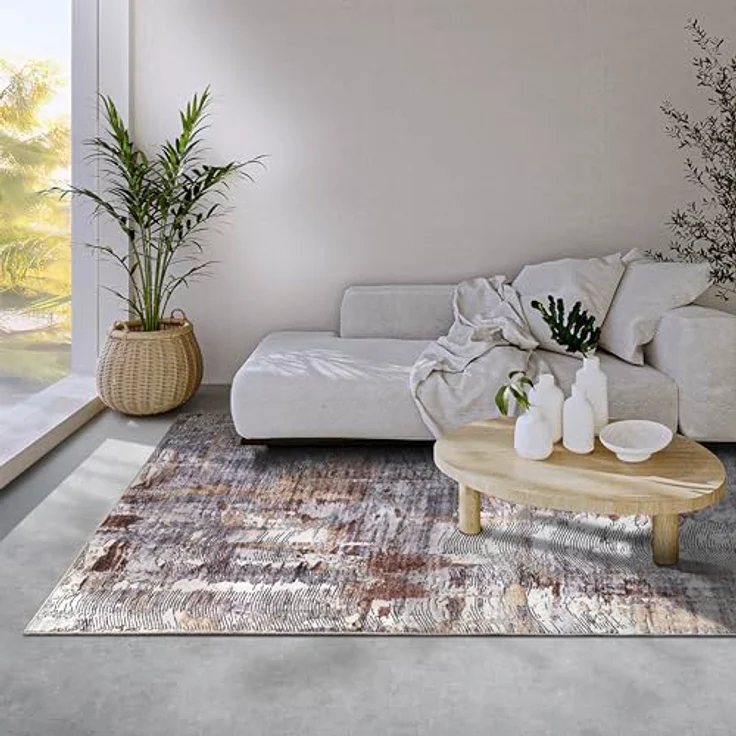 XXXL Flachwebeteppich Imagination, rechteckig 120x160 cm, Gold und Kupfer, Oeko-Tex® Standard 100, stuhlrollengeeignet, pflegeleicht, für Fußbodenheizung geeignet – Bild 1