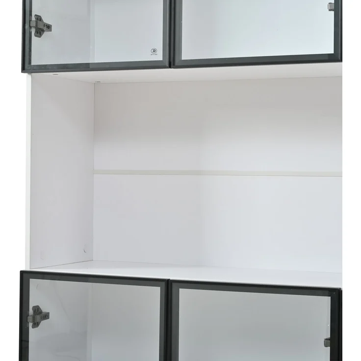 Vitrine 120x34x200 cm in Weiß mit Glastüren und App-gesteuerter LED-Beleuchtung – Bild 10