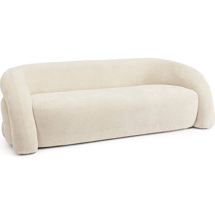 Sofa Clemence aus Stoff, modern und gepolstert, Beige, komfortabel für 2-3 Personen