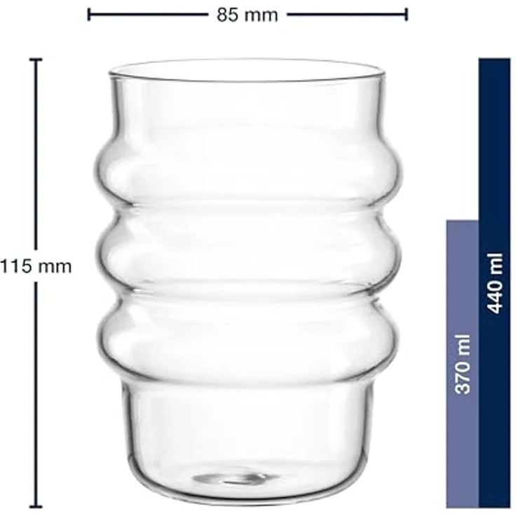 LEONARDO Gläser-Set Trinkglas SOLE, 350 ml, 6er-Set, 6-tlg, Borosilikatglas, mit modernem Bubble-Design – Bild 2