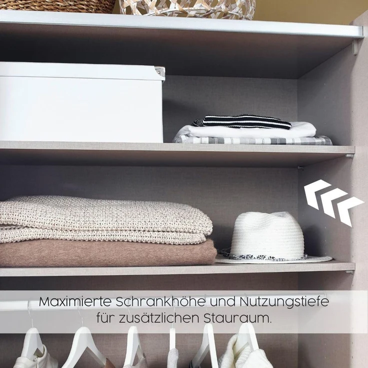 rauch Drehtürenschrank Kleiderschrank Schrank Garderobe Wäscheschrank BARI mit Spiegel mit Schubasten mittig, moderner Griff in Graumetallic MADE IN GERMANY – Bild 12