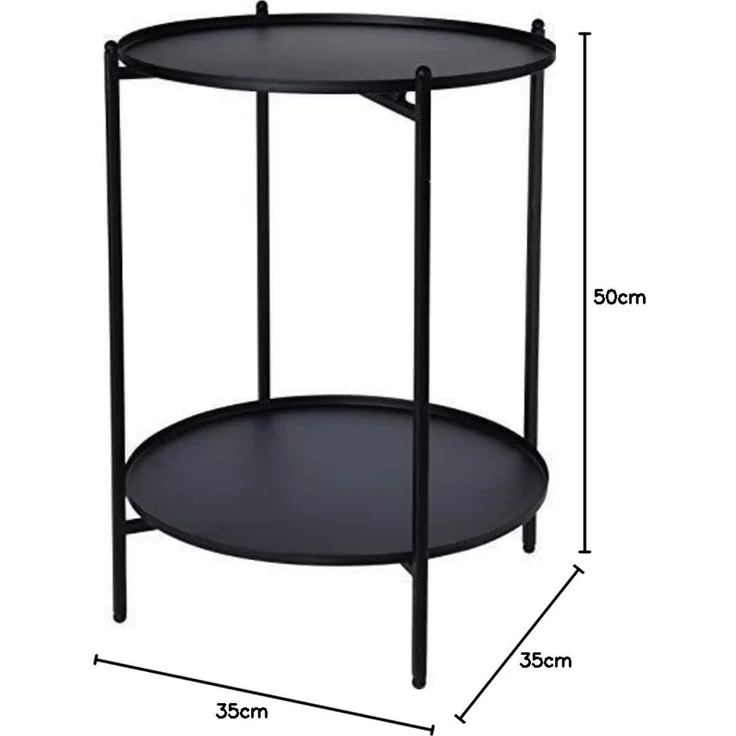 Spetebo Beistelltisch Metall Beistelltisch klappbar schwarz - Ø 35 cm – Bild 3