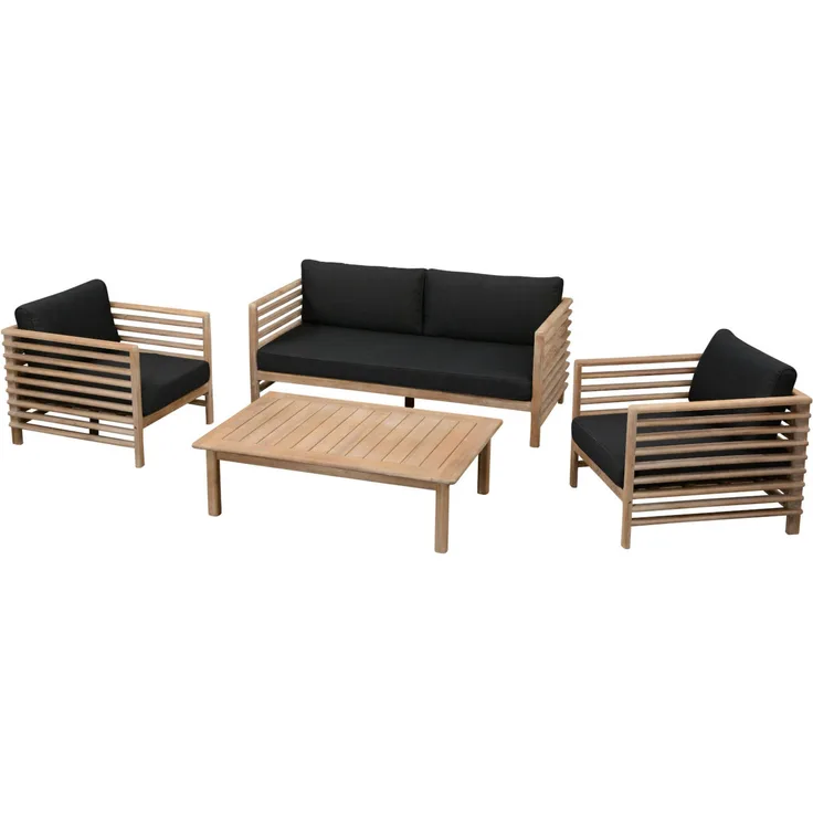 Inko 4-teilige Lounge-Sitzgruppe Jasper Akazienholz Teak-Optik mit Tisch 120x80 cm Loungegruppe