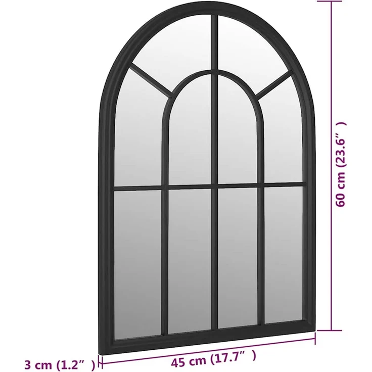 Spiegel, Wandspiegel Schwarz 60x45 cm Eisen für den Innenbereich – Bild 6