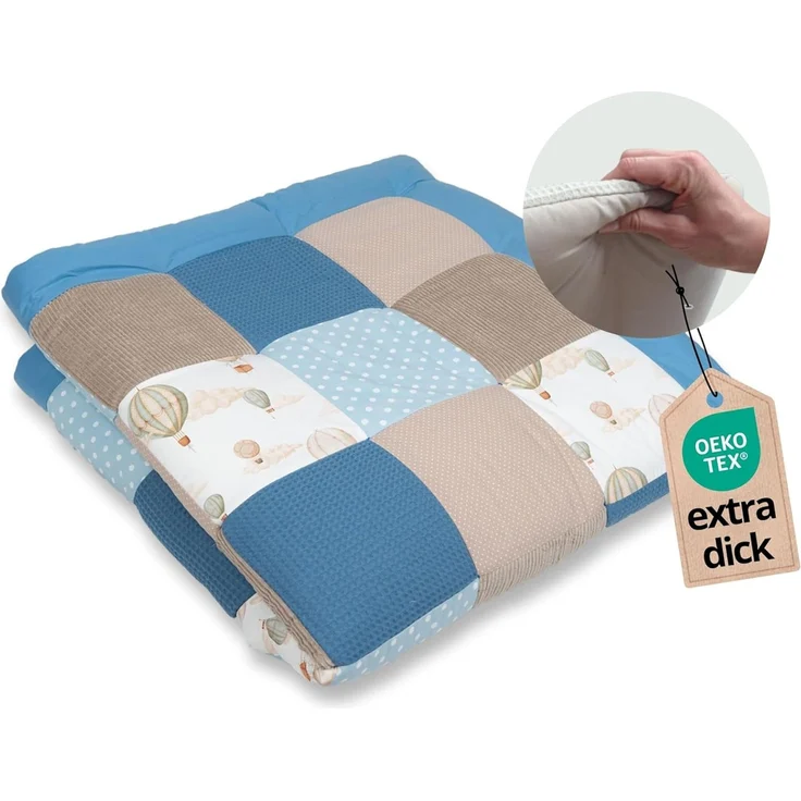 ULLENBOOM Krabbeldecke für Baby 140x140 cm, 100% Oeko-TEX Materialien, Made in EU, Dick & weich gepolstert, Ballontraum - ideal als Babydecke, Krabbelmatte & Spieldecke Baby
