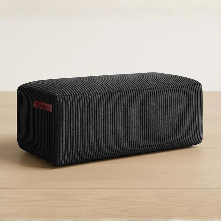 Green Bean® Indoor Sitzhocker Pouf 70x33x28cm EPS-Perlen Füllung & Cordstoff Kuschelig Weich Waschbar - Drinnen Bodenkissen Liegekissen Sitzkissen Sitzhocker Relax-Sessel Kinder Erwachsene Stoff Schwarz – Bild 7
