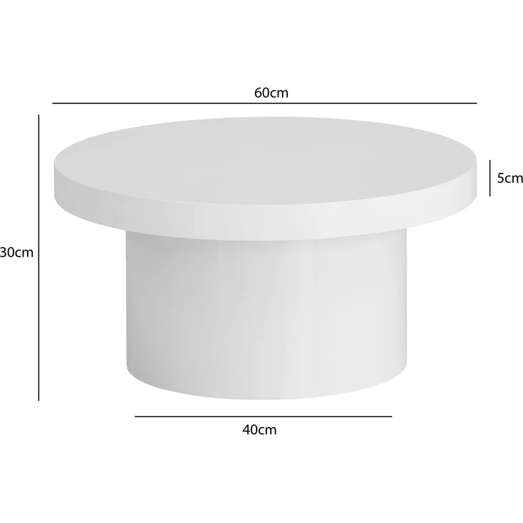 FINEBUY Couchtisch FB107443 (60x60x30 cm MDF, Wohnzimmertisch Hochglanz Pilz), Sofatisch Weiß Modern, Kaffeetisch Klein Rund – Bild 3