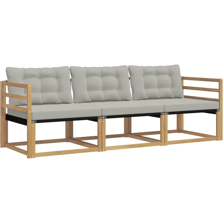 vidaXL Outdoor-Sofagarnitur 3 stk. Weiß und Hellgrau 3388361 – Bild 2