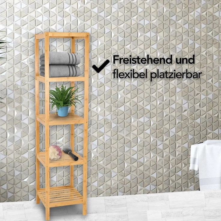 Brixy Badezimmerregal - Badezimmerschrank - 5-lagig - 141x33x33cm - Badezimmerschrank - Bambus – Bild 5