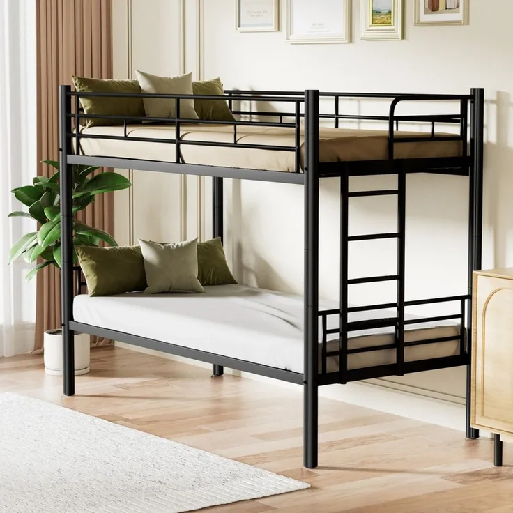 Odikalo Etagenbett Eisenbett Etagenbett Kinder90x200cm,Umbaubar zu 2 Einzelbetten,Schwarz