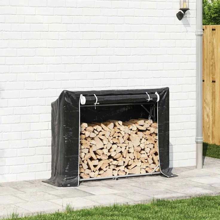 vidaXL Brennholzregal mit Regenschutz 151x40,5x110,5 cm Stahl Verzinkt 4104940 – Bild 3