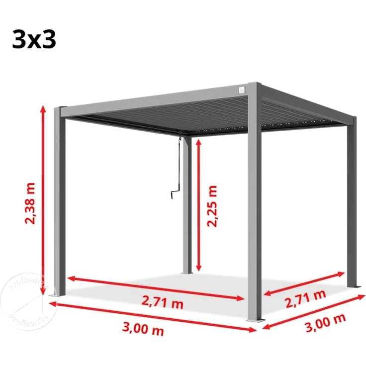 PRIMEYARD Pergola, Aluminium / Stahl grau, 3x3 m – Bild 10