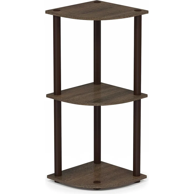 Furinno kompaktes Eck-Mehrzweck-Regal mit 3 Ebenen, holz, Walnuss/Braun, 29.46 x 29.46 x 75.18 cm – Bild 1