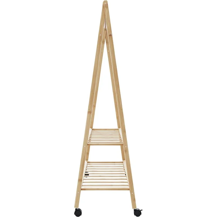 vidaXL Kleiderständer mit Ablagen und Rollen 132x45,5x155,5 cm Bambus 4008911 – Bild 5