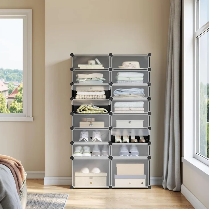 Woltu Schuhschrank (1-St) mit Tür, DIY Schuhschrank, 16 Fächer, Kunststoff – Bild 8
