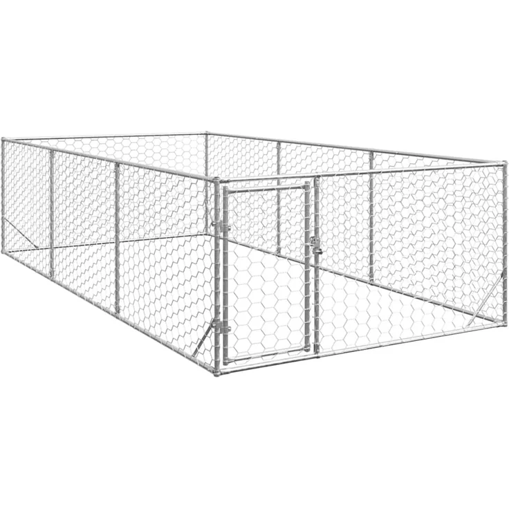 vidaXL Outdoor-Hundezwinger mit Tür 2 x 4 x 1 m Verzinkter Stahl 4105412 – Bild 1
