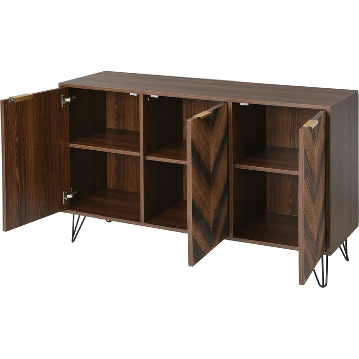 Sideboard aus Holzwerkstoff mit 3 Türen & Einlegeböden, 120x38x76,5 cm, Natural – Bild 7