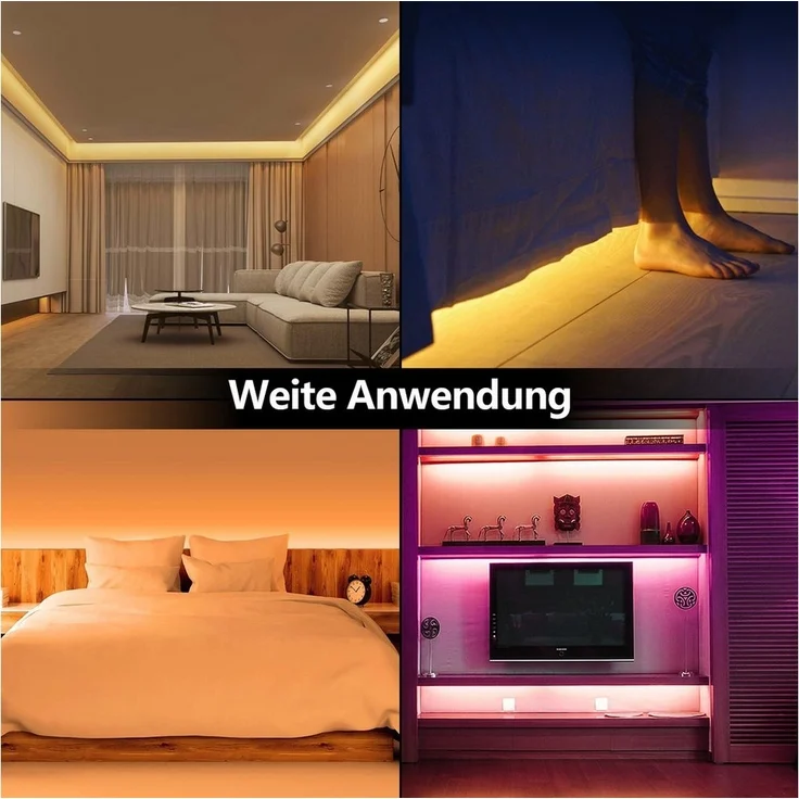 Clanmacy LED Stripe 1-10m LED Streifen set RGB LED Stripe 5050SMD IP20, 30-flammig – Bild 3