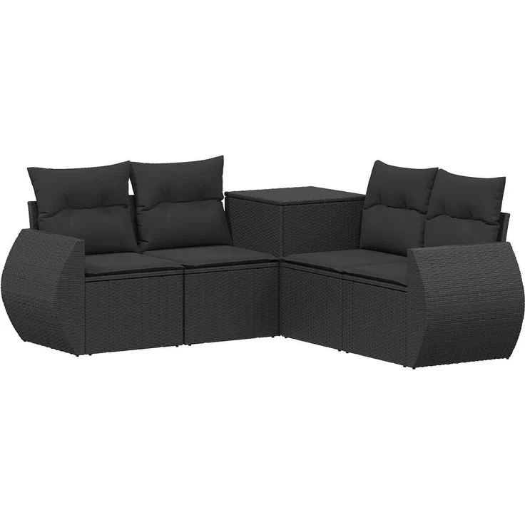 vidaXL Sofa Set 5 stk. Schwarz Polyrattan und Stahl 3447888 – Bild 2