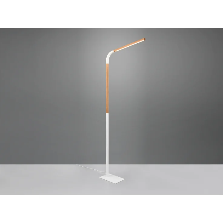 LED Stehleuchte NORRIS Weiß mit Holzelementen, Höhe 140cm – Bild 1