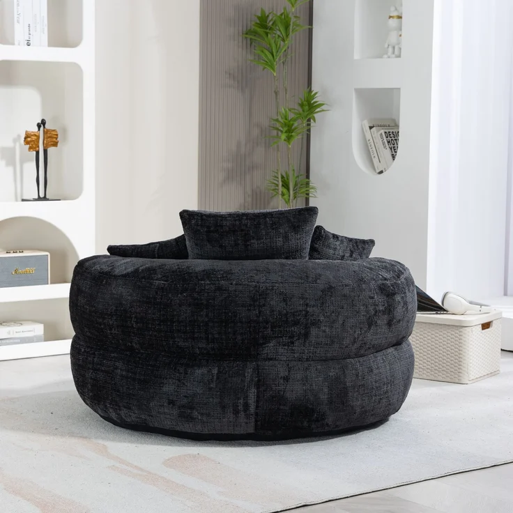LVHOM XXL Sitzsack Chenille mit 3 Kissen, Lazy Sofa Kuschelig & Atmungsaktiv, Memory Foam Split, 108x108x52cm – Bild 10