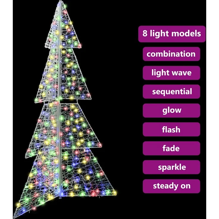 vidaXL Weihnachtsbaum Mehrfarbig 180 cm Acryl 240 LEDs 42019213 – Bild 9