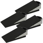 Westcott Türstopper in Keilform Schwarz 4 Stück | Gummi Türstopper mit Edelstahl Griff | Rutschfeste Unterfläche | Passend für alle Türen und Böden | 12cm x 5cm x 3cm | E-19000 00