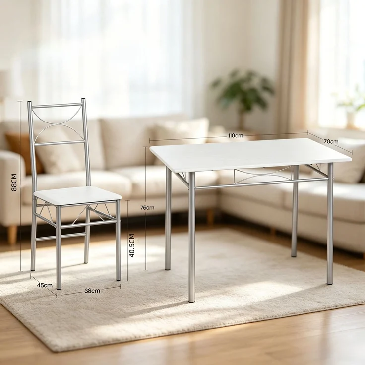 Modernes Design Esszimmer-Tisch und Essstühle,Moderne Essmöbel-Set,Balkon Essmöbel Set,Bistro Essmöbel Set(nur mit Esstisch und die Essstühle) – Bild 2