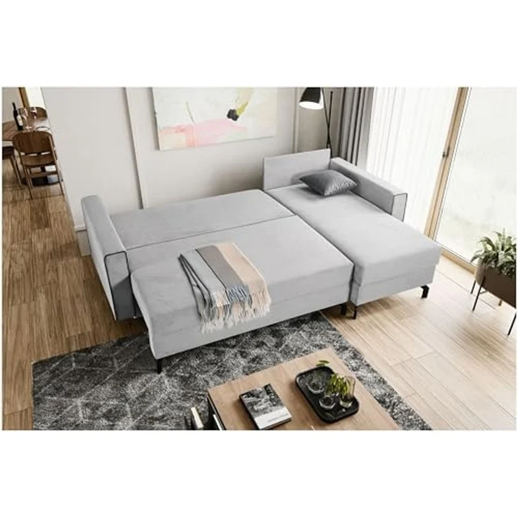 Ecksofa (B/H/T: 230x89x148 cm) in Hellgrau – Bild 7