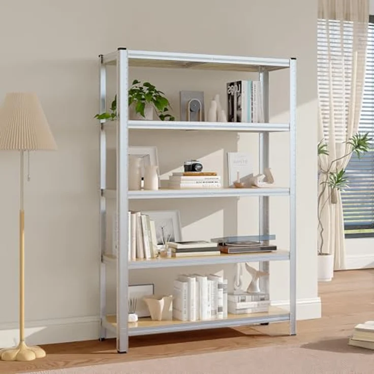 Wiltec Schwerlastregal 120 x 40 x 180 cm, Gesamtlast 875kg, Steckregal verzinkt aus Stahl, Lastenregal mit 5 Ablagen, Werkstattregal – Bild 3