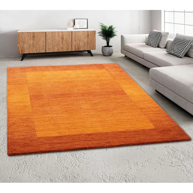 THEKO Wollteppich Gabbeh Super, Handweb Teppich, Bordüre, reine Wolle, handgewebt, rechteckig, Höhe: 9 mm, Schlafzimmer, Wohnzimmer, Esszimmer, auch als Läufer und Bettumrandung