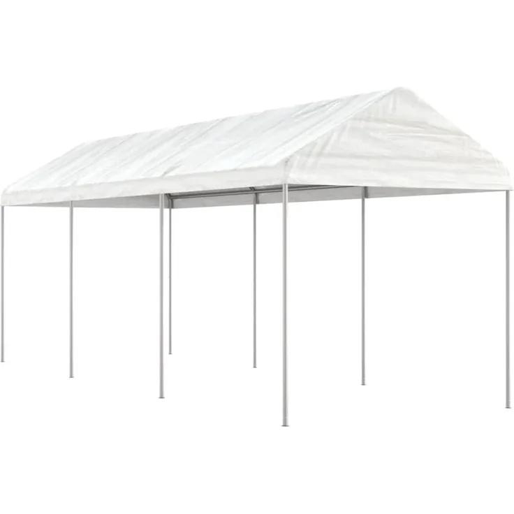 Gartenpavillon, Pavillon mit Dach Weiß 6,69x2,28x2,69 m Polyethylen