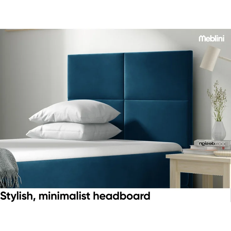 MEBLINI Kinderbett mit Bettkasten MINO 3 100x200 Links – H3/Blau Samt Gepolstert Einzelbett mit Matratze - Polsterbett mit Stauraum - Bett mit Kopfteil – Stauraumbett – Bild 3