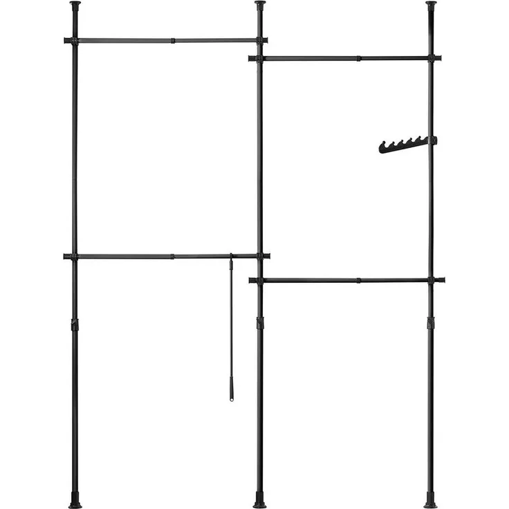 SoBuy KLS03-SCH Garderobenständer, Metall, Pulverbeschichtung, Schwarz, 62 x 200 x 75 cm
