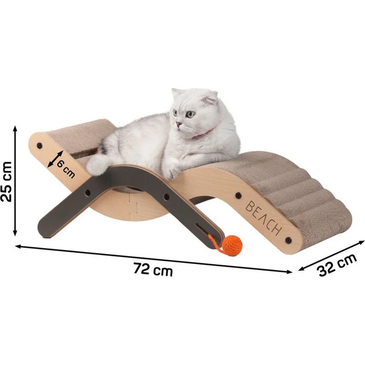 Canadian Cat Company Kratzbrett Design-Kratzmöbel Beach Chair, Katzenliege, Sonnenliege für Katzen, hell, 70 x 35 x 25 cm – Bild 2
