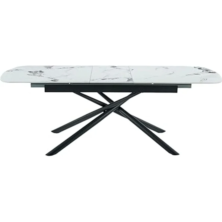 Hela Tische, Esstisch Auszugstisch Sintra, Platte Sintered Stone weiß Marmoroptik, Liftautomatik Auszug, Maß 180-220x90cm – Bild 7