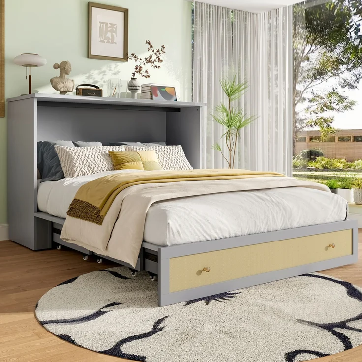 CHICFURN Bett MDF Grau 140x200 cm mit Schubladen, USB-Anschluss und Steckdose – Bild 9