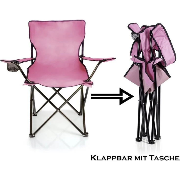 BigDean Campingstuhl Faltstuhl Campingstuhl Anglerstuhl Getränkehalter Klappstuhl (Packung, 1 St), Pink, Klappbar, Getränkehalter, Tragetasche – Bild 3